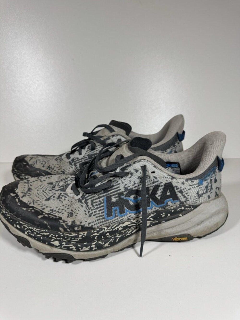 HOKA Speedgoat 6 GTX Men 11.5 D 46 Grey Blue Gore-Tex Trail Running Hiking Shoes